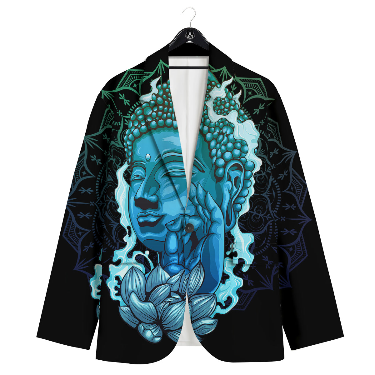 Buddha Blue Print Men's Sport Coat-grizzshop