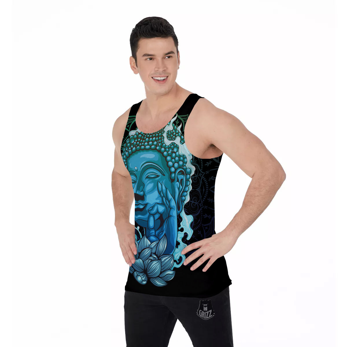 Buddha Blue Print Men's Tank Top-grizzshop