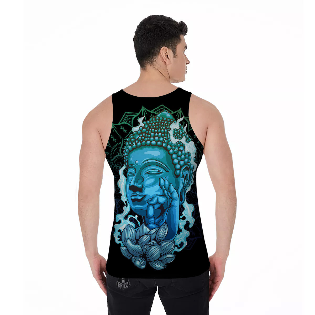 Buddha Blue Print Men's Tank Top-grizzshop