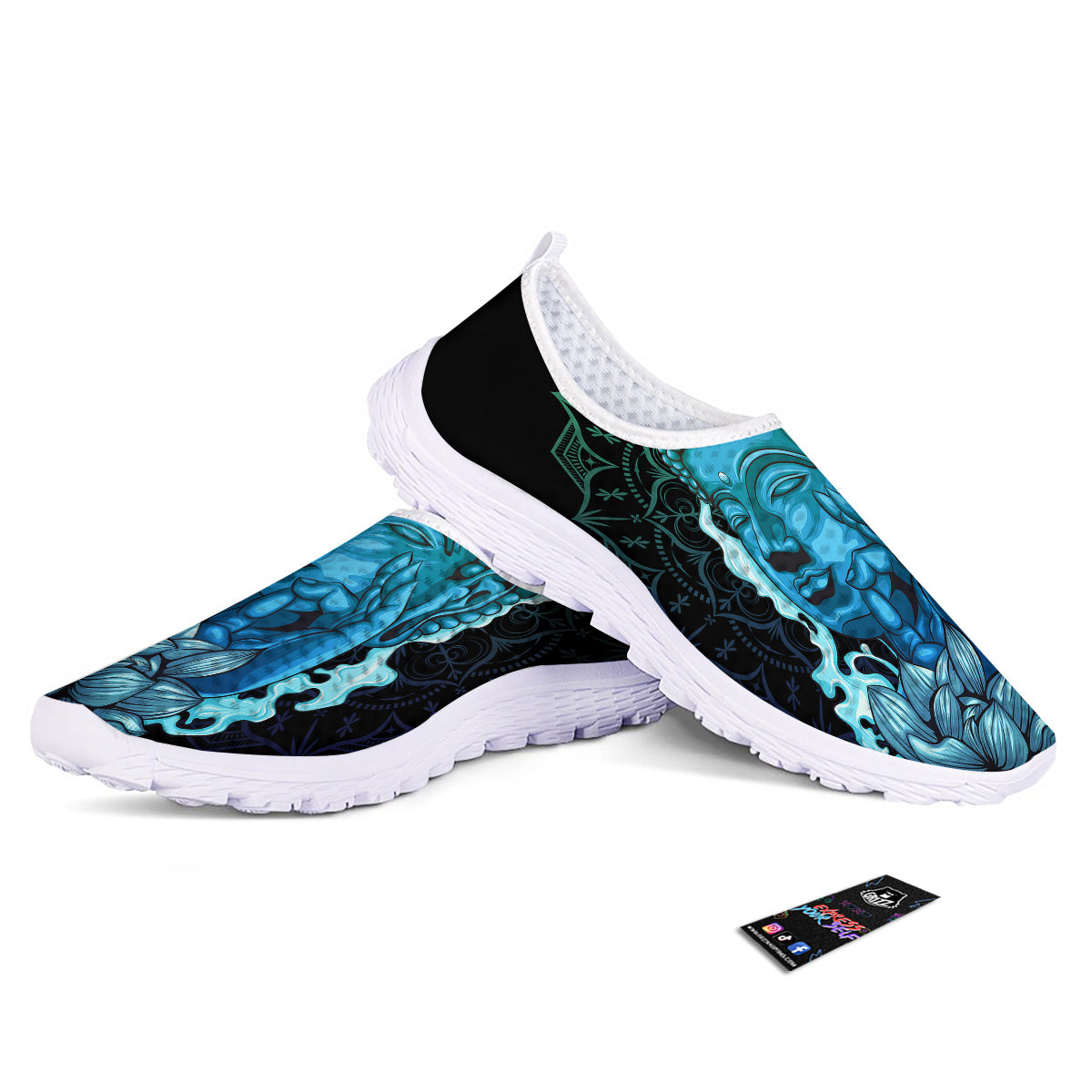 Buddha Blue Print Nurse Shoes-grizzshop