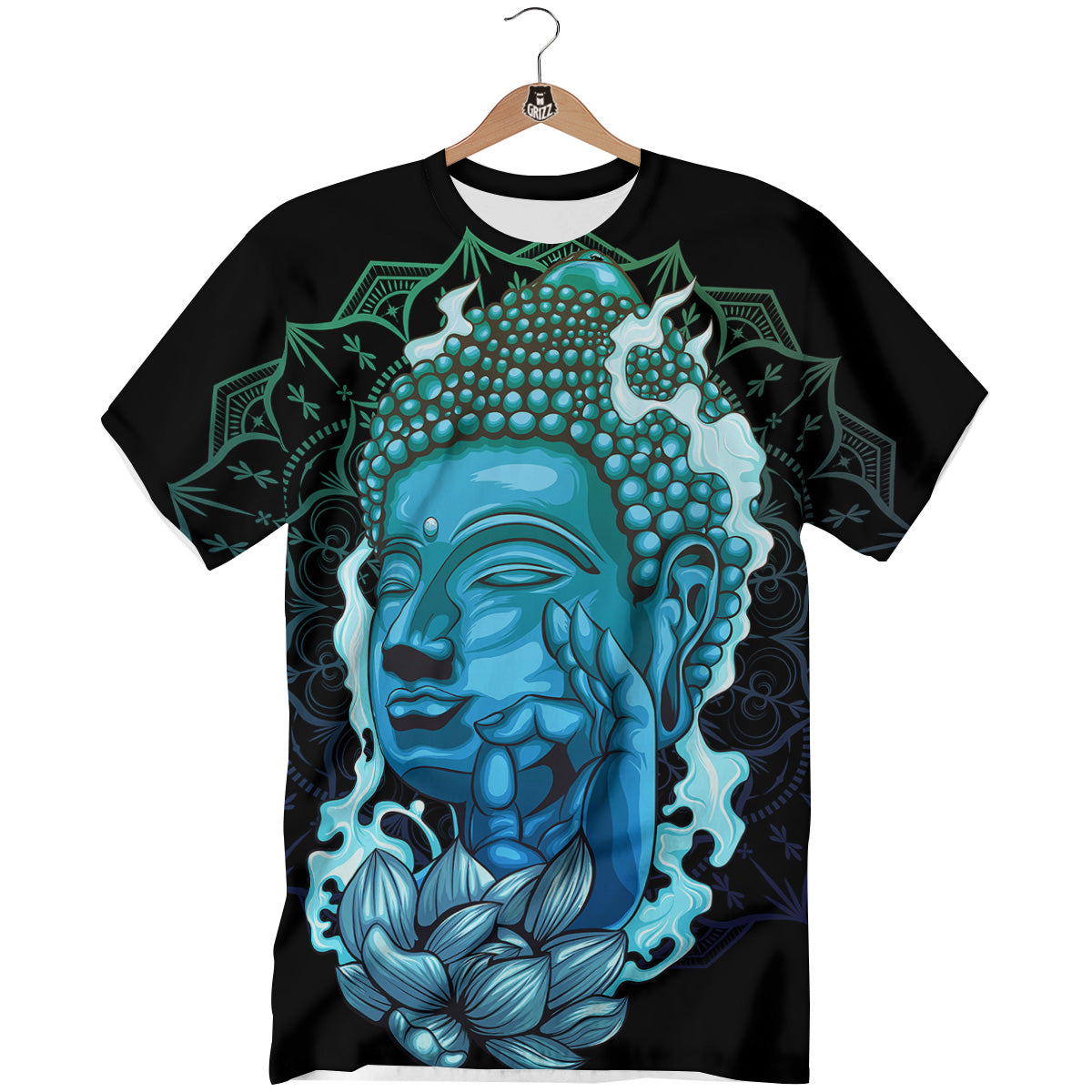 Buddha Blue Print T-Shirt-grizzshop
