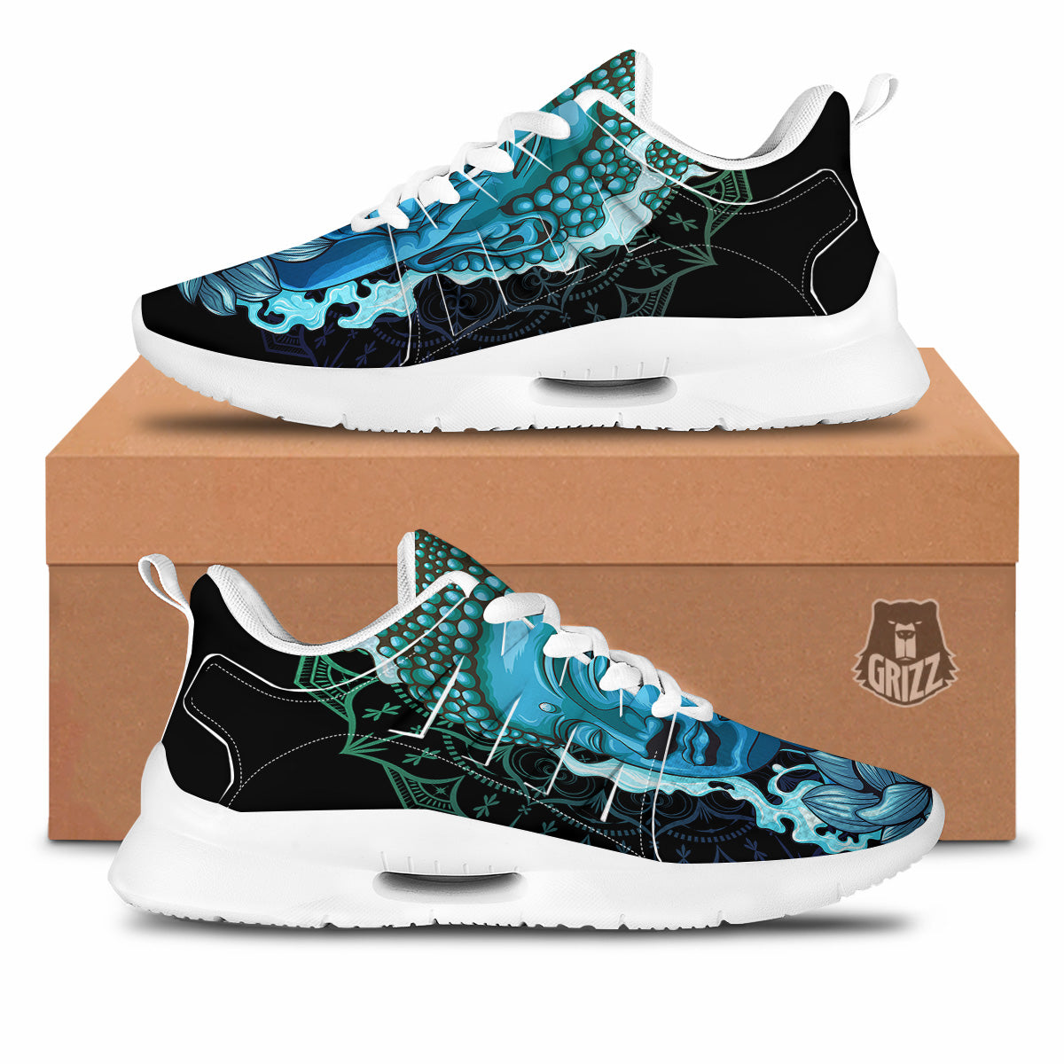 Buddha Blue Print Tennis Shoes-grizzshop