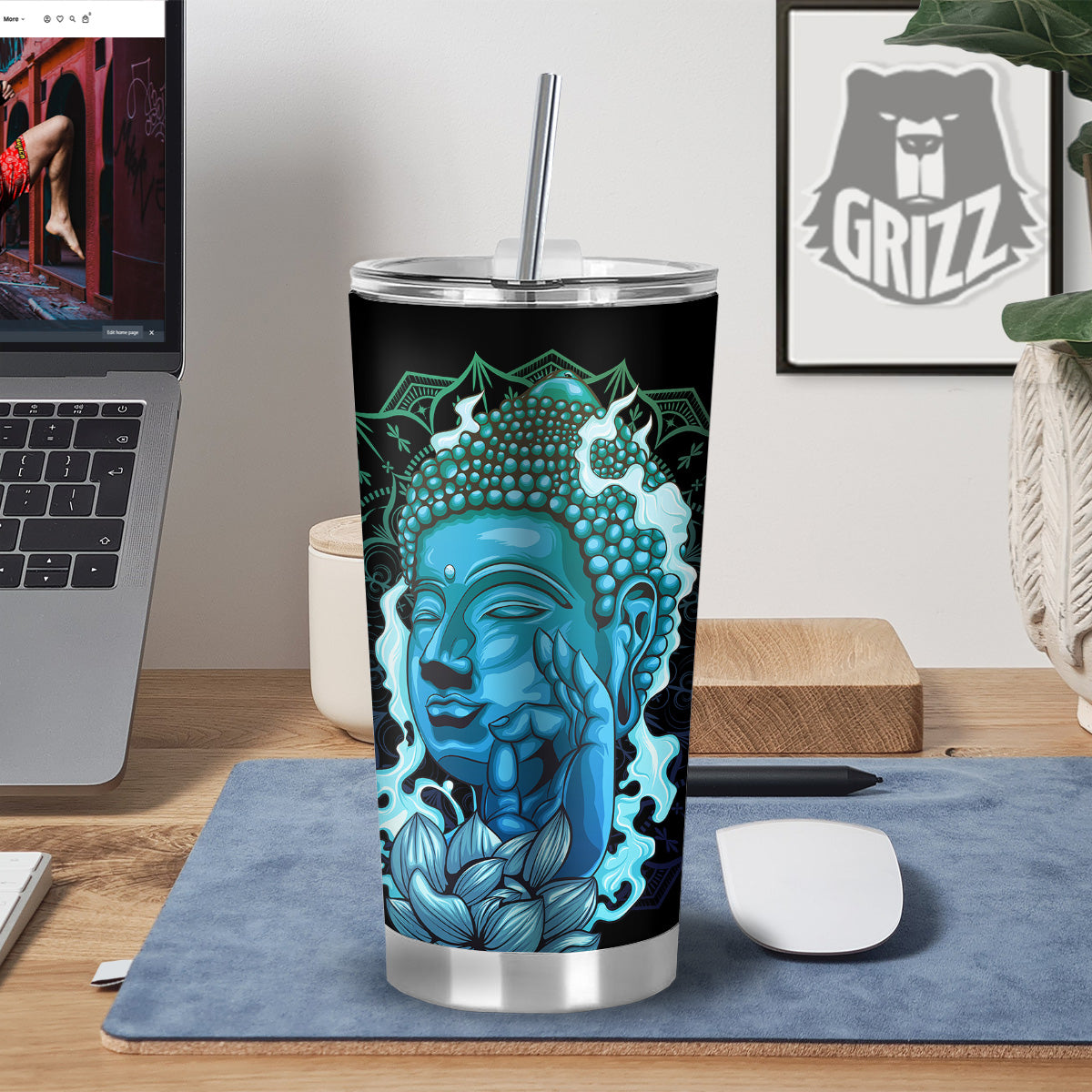 Buddha Blue Print Tumbler-grizzshop