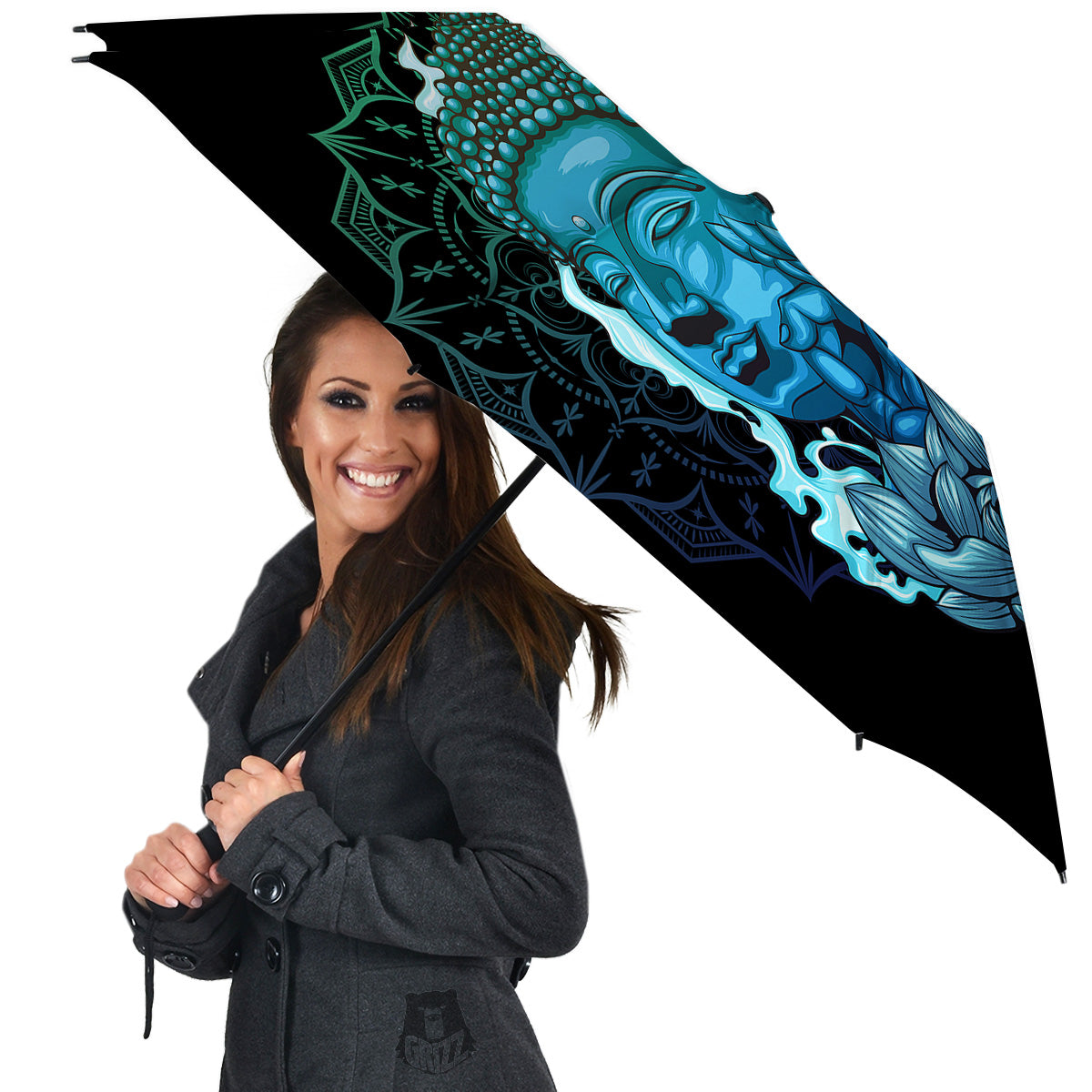 Buddha Blue Print Umbrella-grizzshop