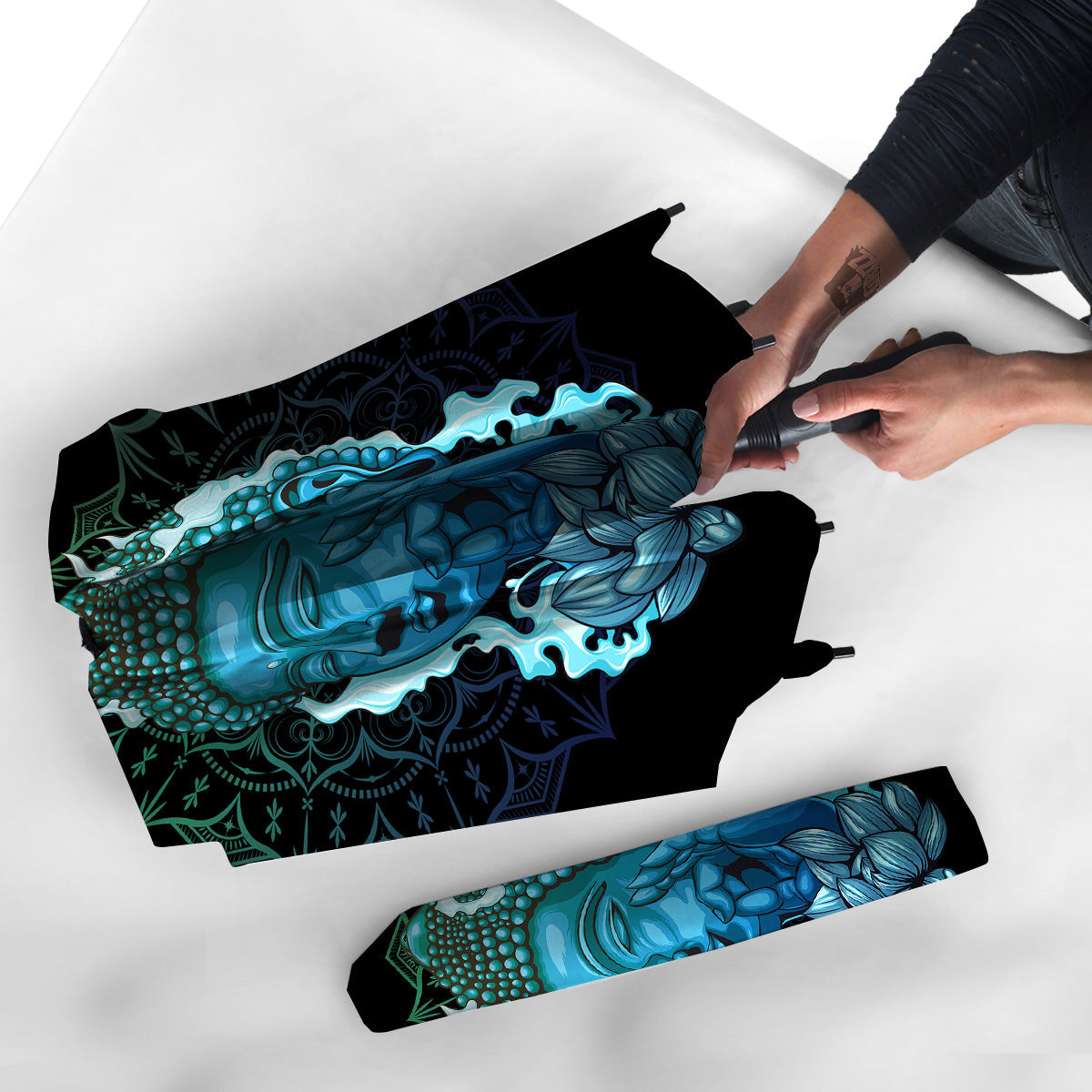 Buddha Blue Print Umbrella-grizzshop