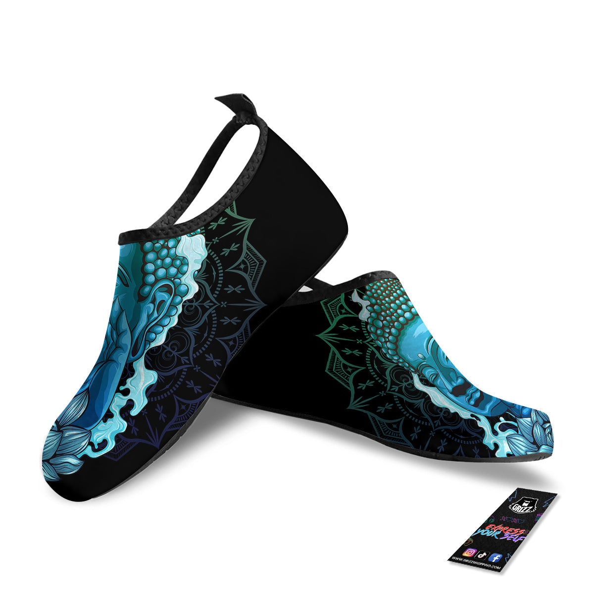 Buddha Blue Print Water Shoes-grizzshop