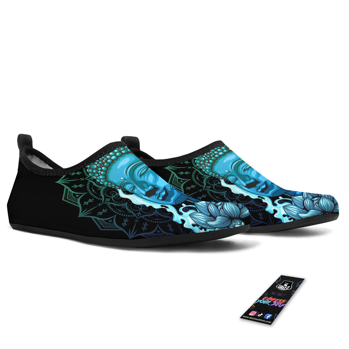 Buddha Blue Print Water Shoes-grizzshop