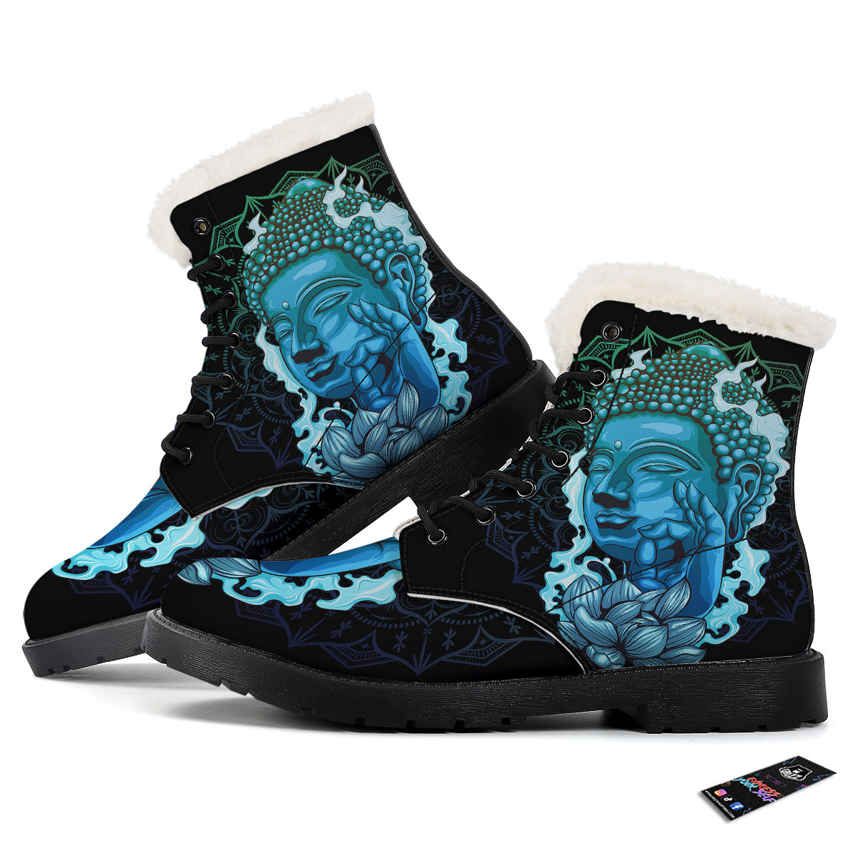Buddha Blue Print Winter Boots-grizzshop