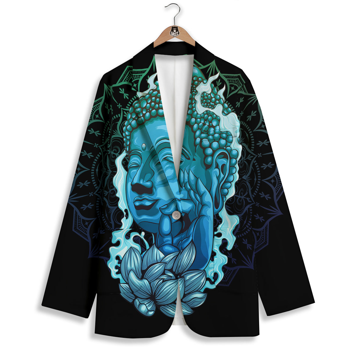Buddha Blue Print Women's Blazer-grizzshop