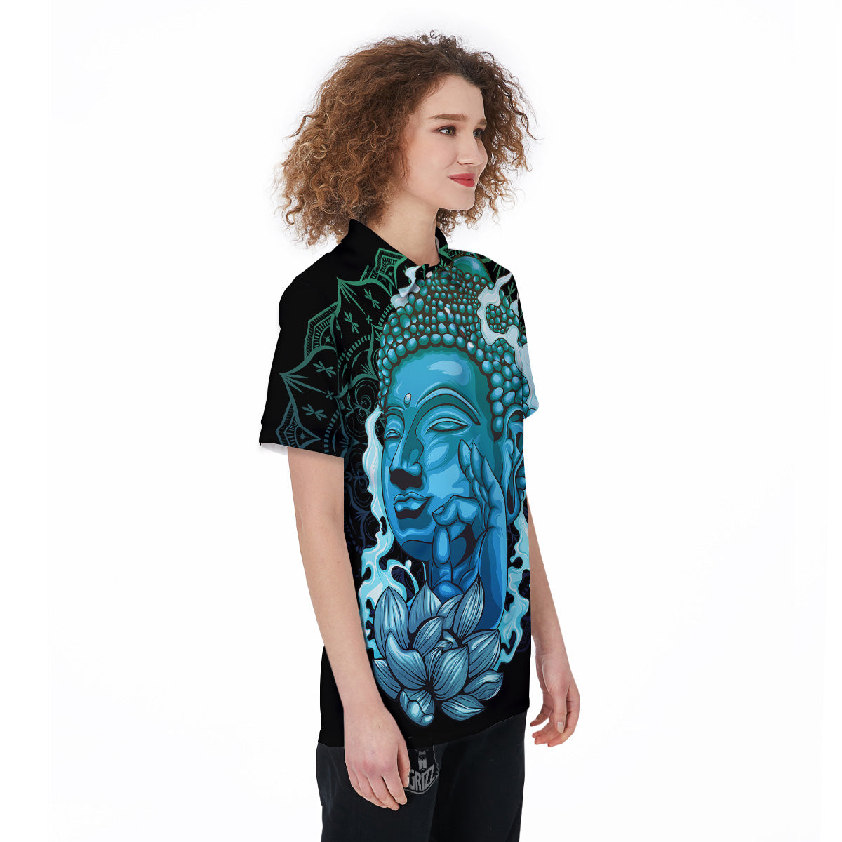 Buddha Blue Print Women's Golf Shirts-grizzshop