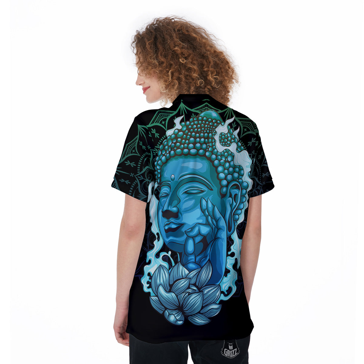 Buddha Blue Print Women's Golf Shirts-grizzshop