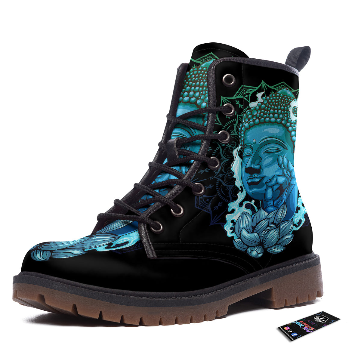 Buddha Blue Print Work Boots-grizzshop