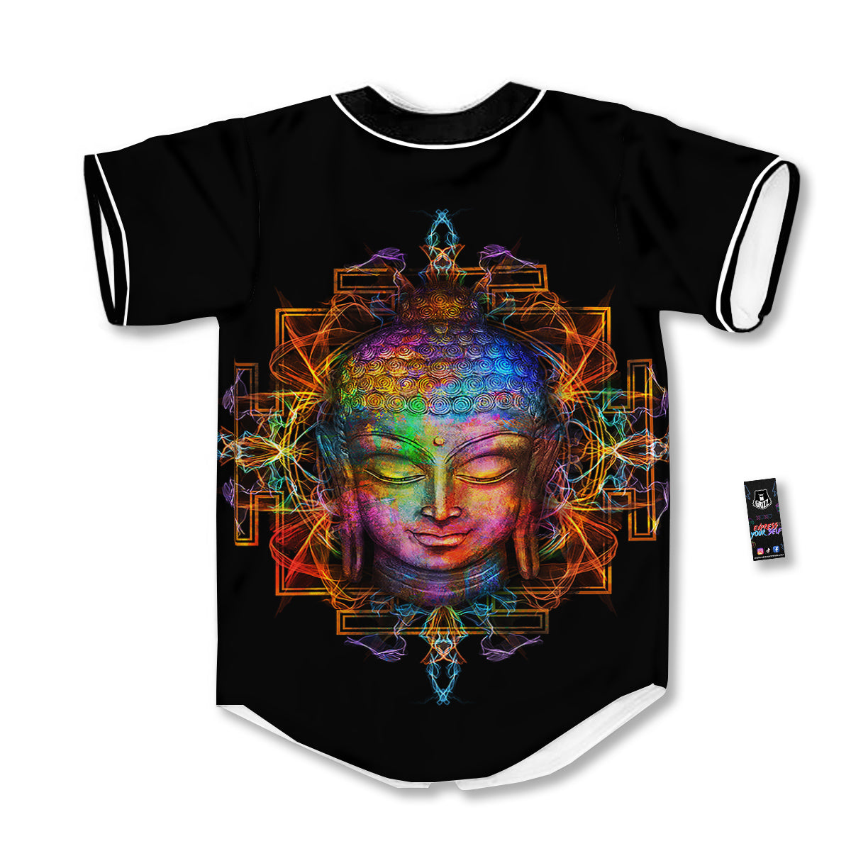 Buddha Colorful Print Baseball Jersey-grizzshop