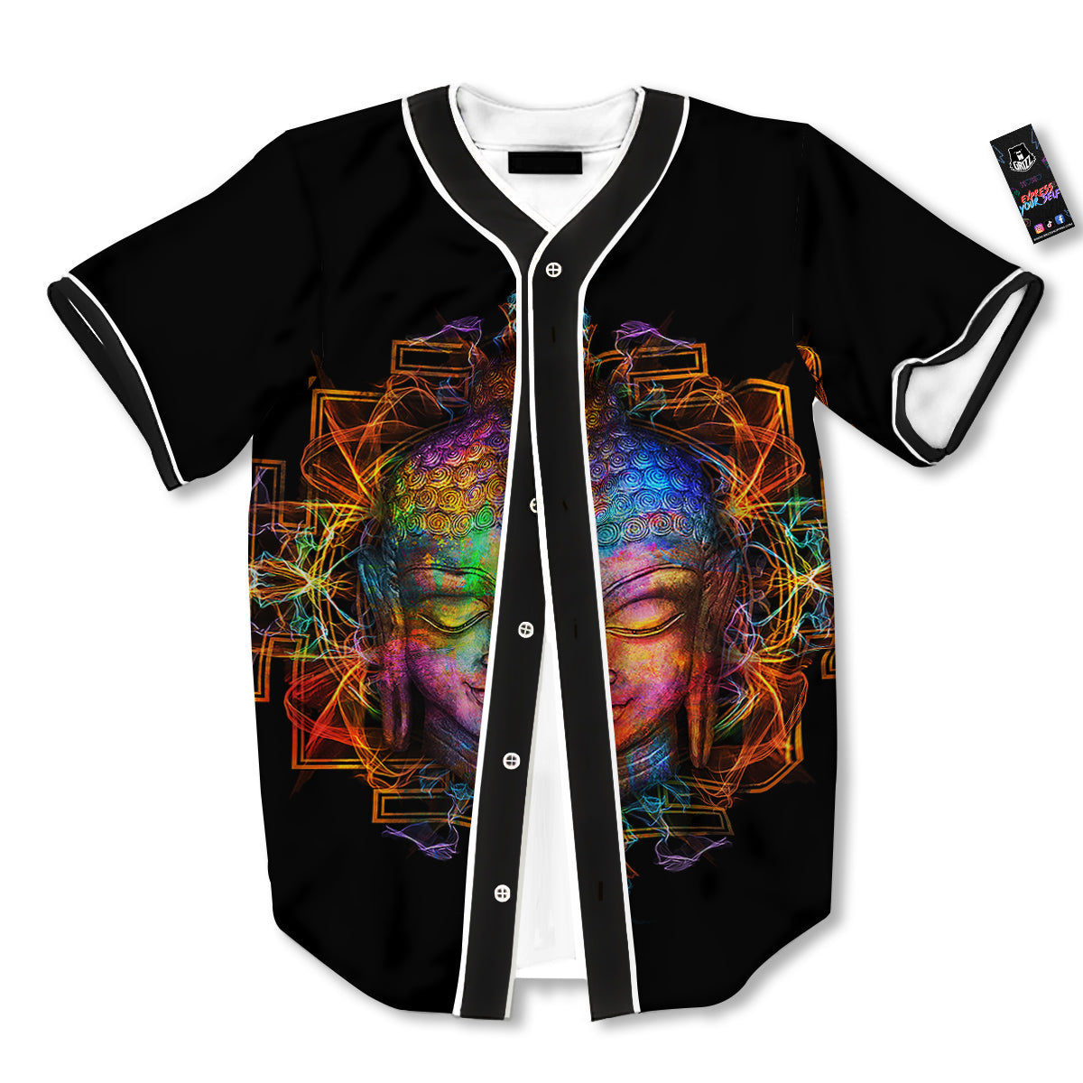 Buddha Colorful Print Baseball Jersey-grizzshop