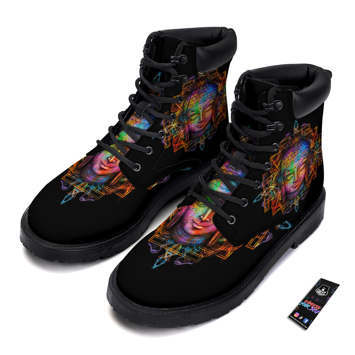 Buddha Colorful Print Boots-grizzshop