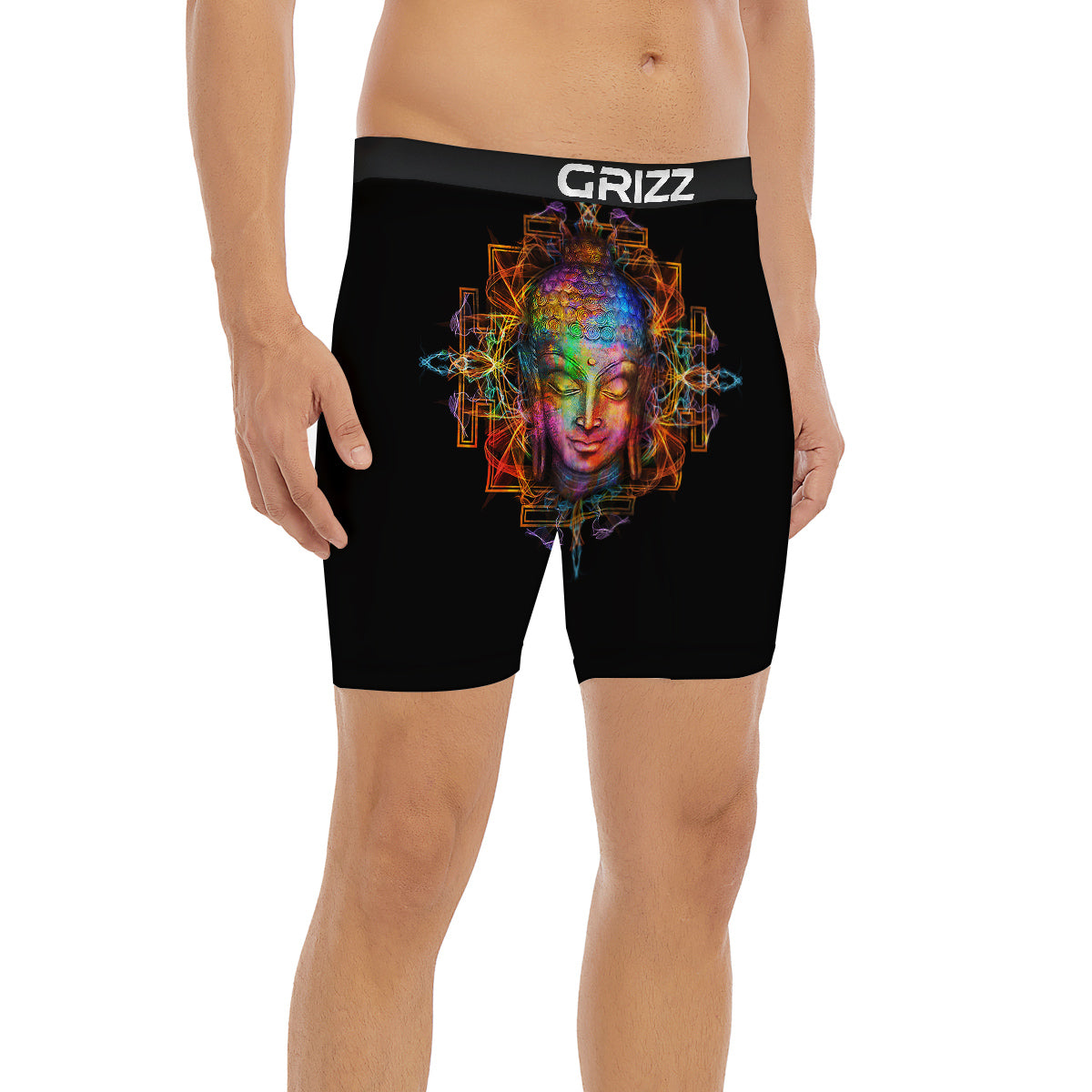 Buddha Colorful Print Boxer Briefs-grizzshop