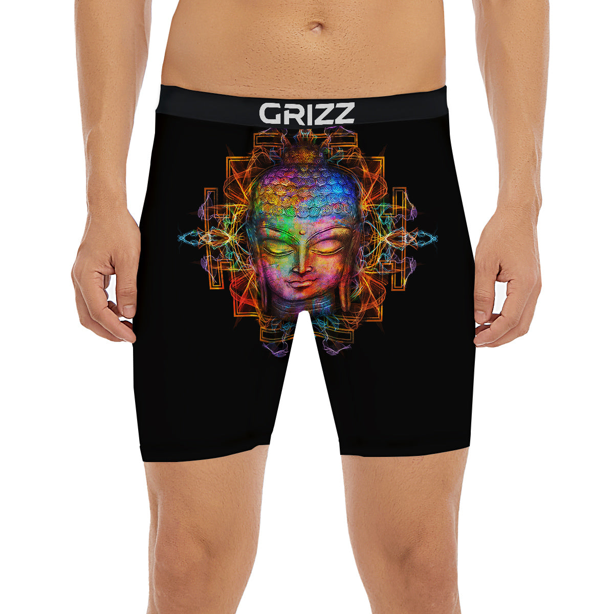Buddha Colorful Print Boxer Briefs-grizzshop