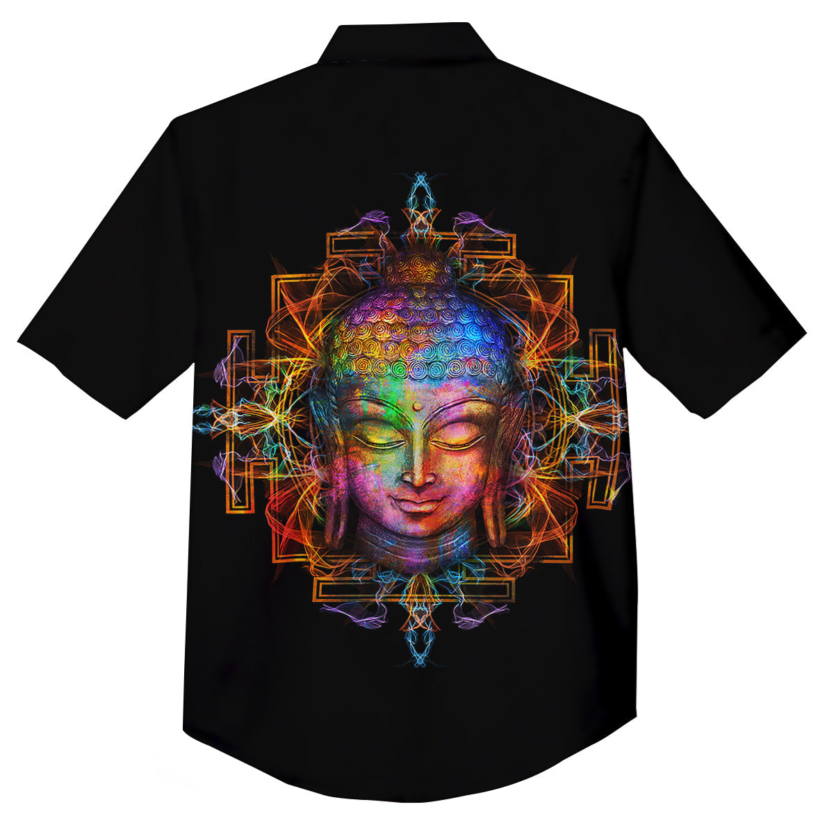 Buddha Colorful Print Button Up Shirt-grizzshop