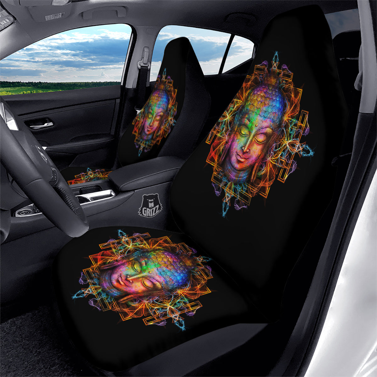 Buddha Colorful Print Car Seat Covers-grizzshop