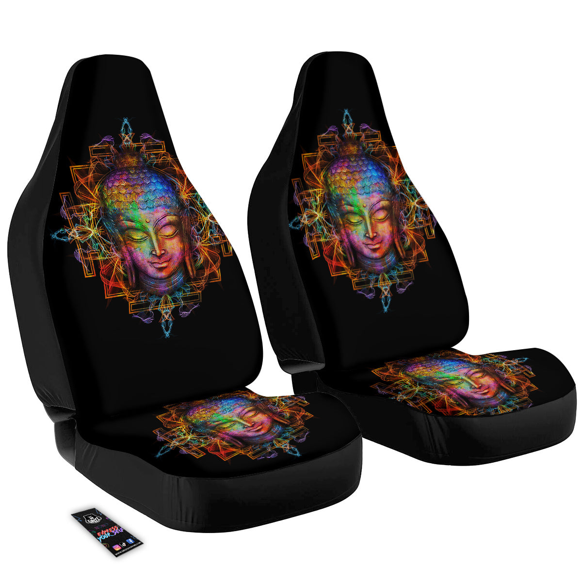 Buddha Colorful Print Car Seat Covers-grizzshop