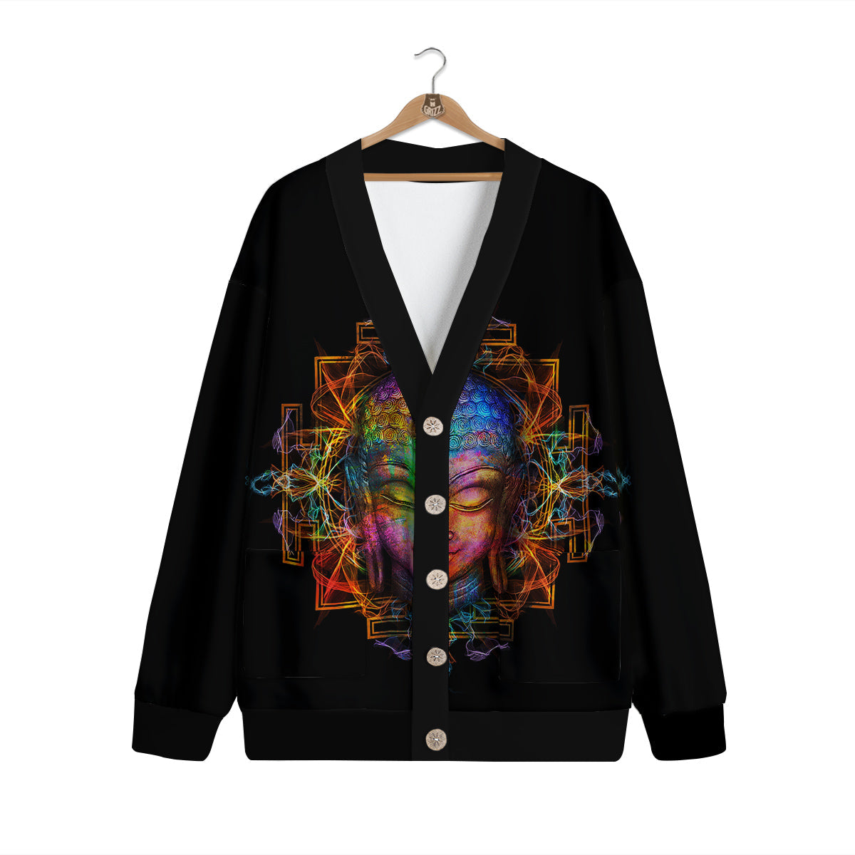 Buddha Colorful Print Cardigan-grizzshop