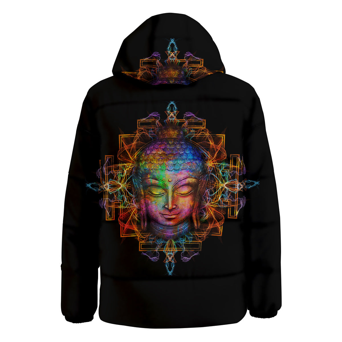 Buddha Colorful Print Down Jacket-grizzshop