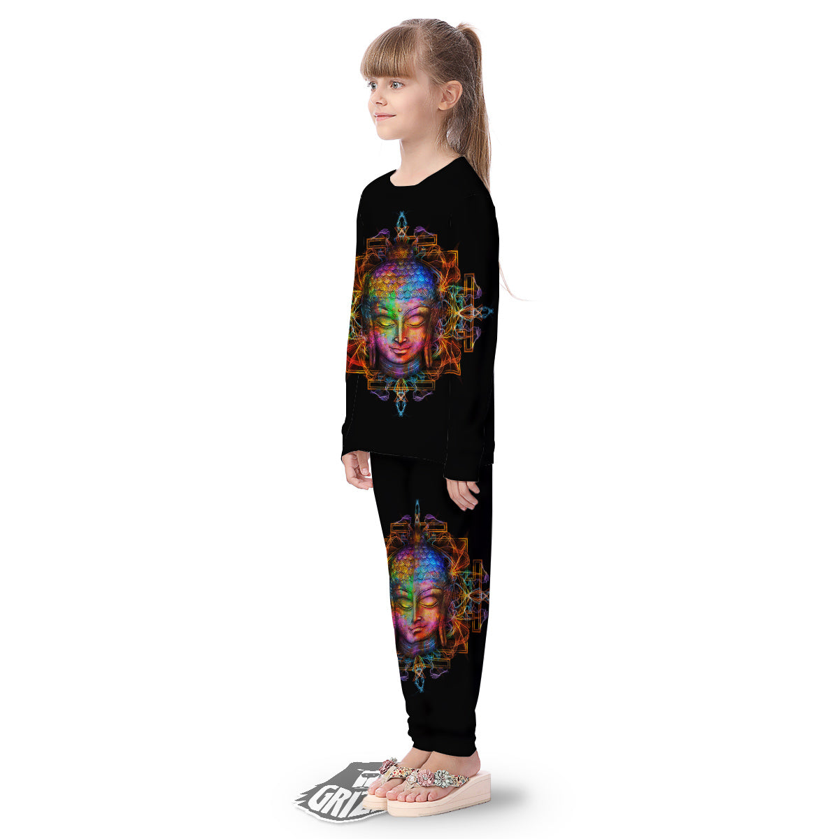 Buddha Colorful Print Kid's Pajamas-grizzshop