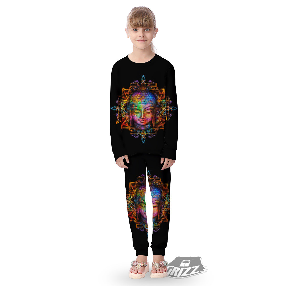 Buddha Colorful Print Kid's Pajamas-grizzshop