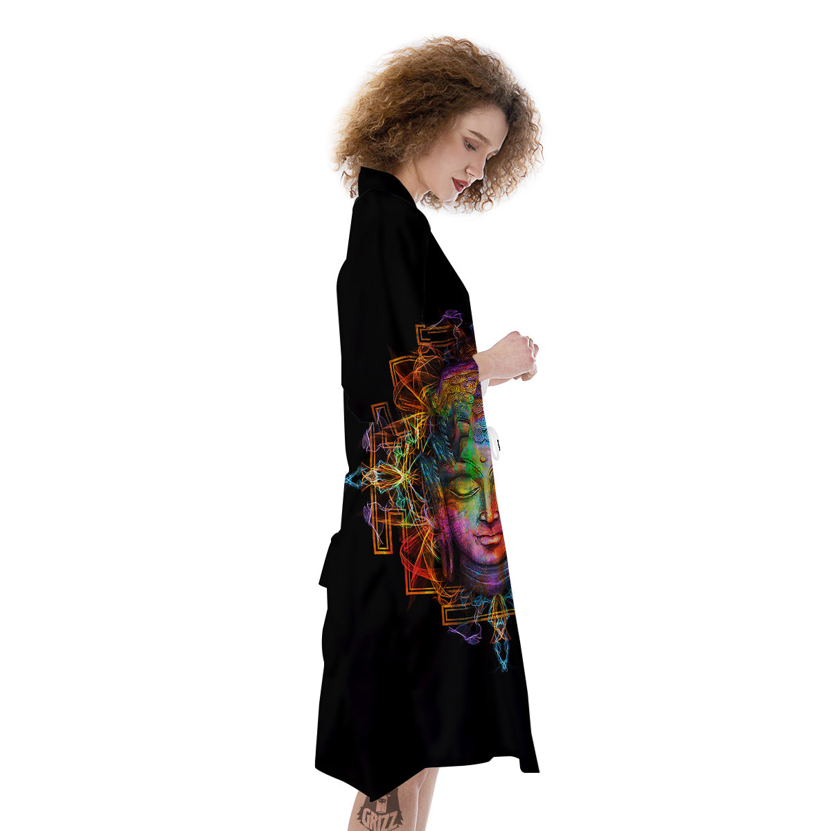 Buddha Colorful Print Kimono-grizzshop