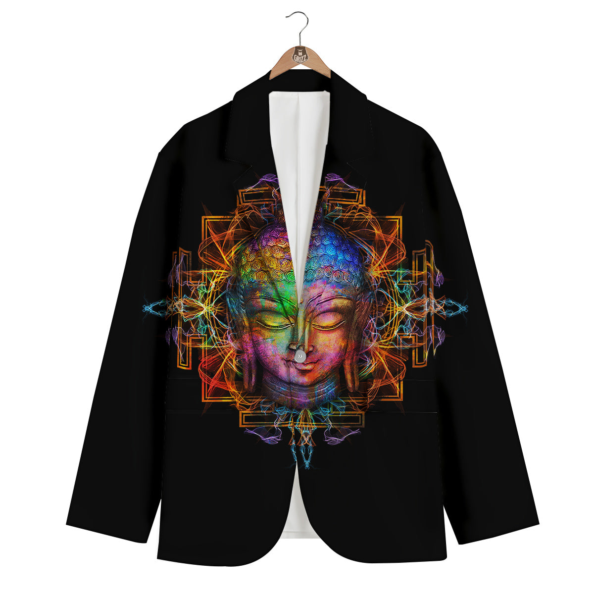 Buddha Colorful Print Men's Blazer-grizzshop