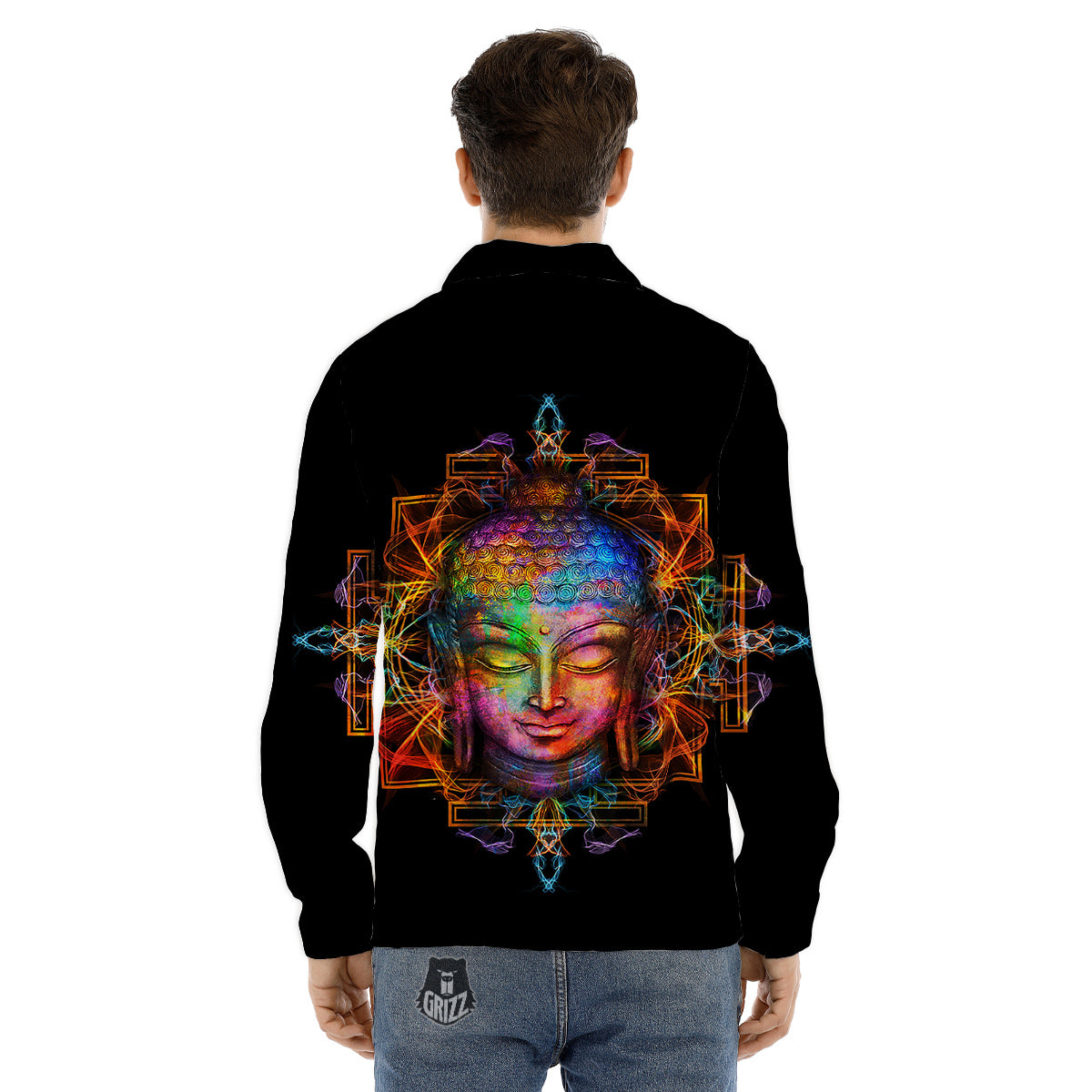 Buddha Colorful Print Men's Dress Shirts-grizzshop