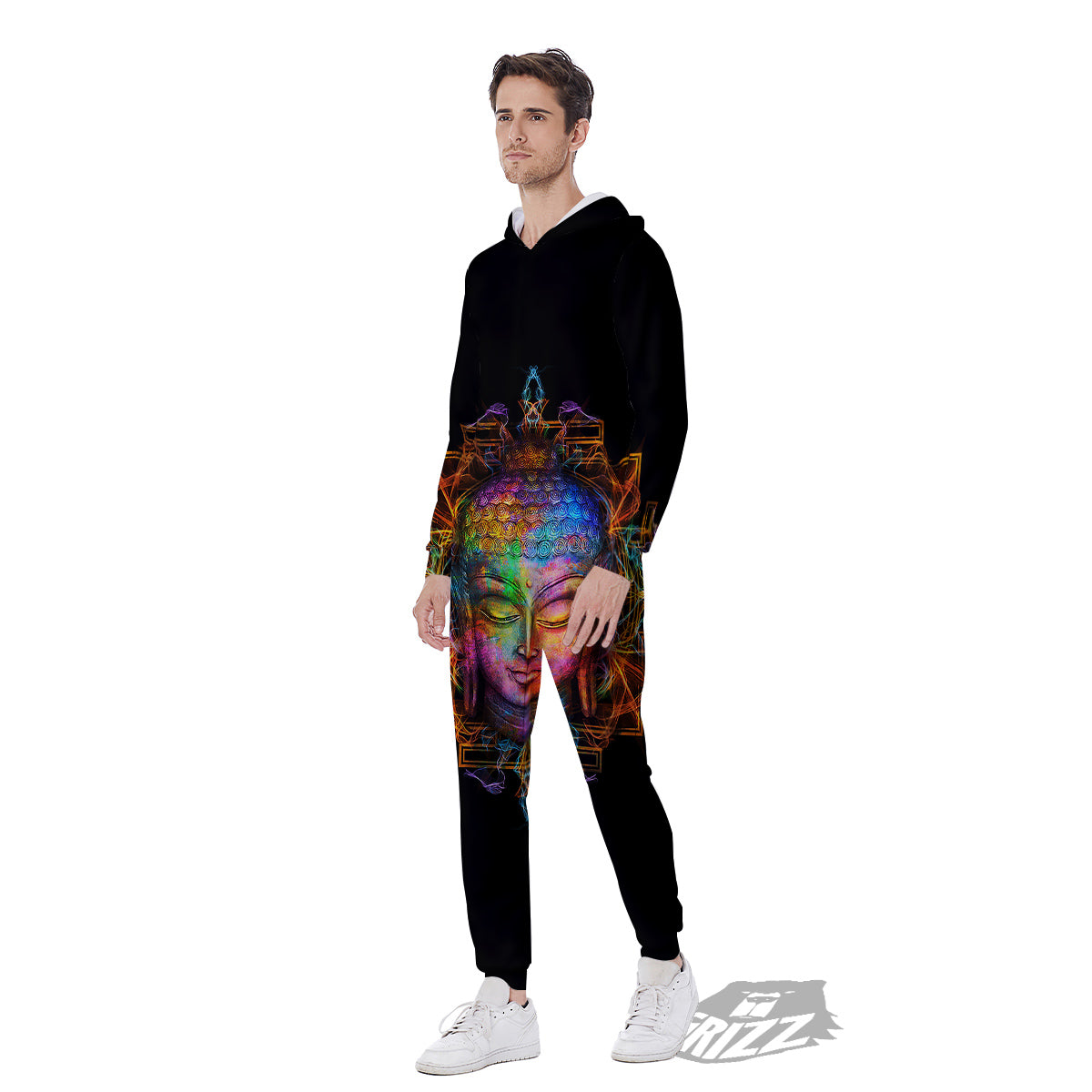 Buddha Colorful Print Men's Jumpsuit-grizzshop