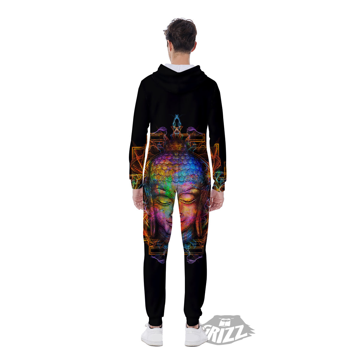 Buddha Colorful Print Men's Jumpsuit-grizzshop