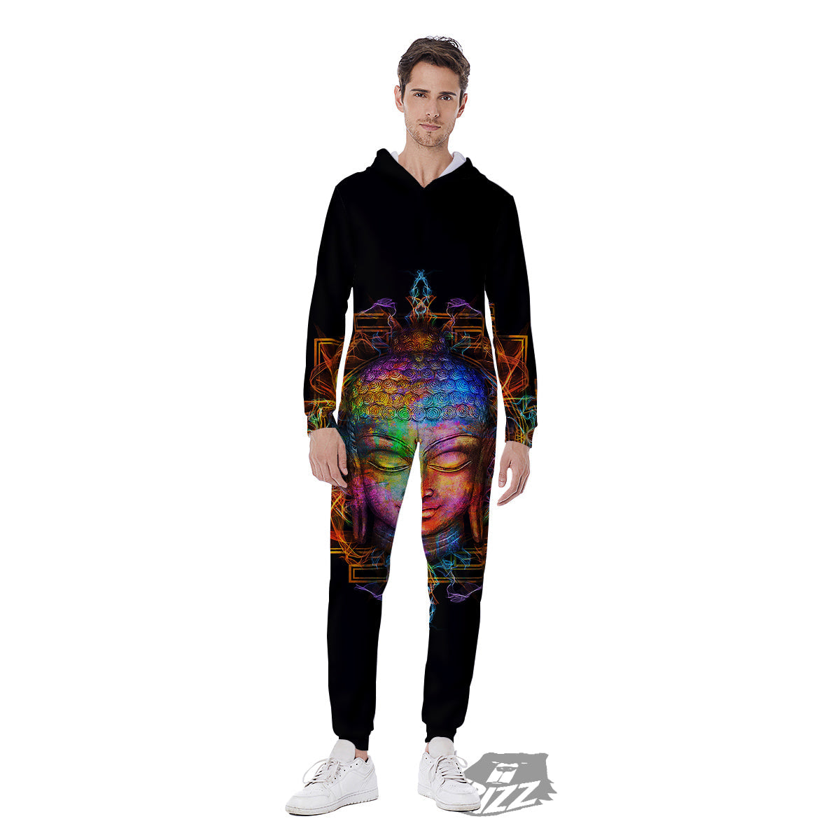 Buddha Colorful Print Men's Jumpsuit-grizzshop