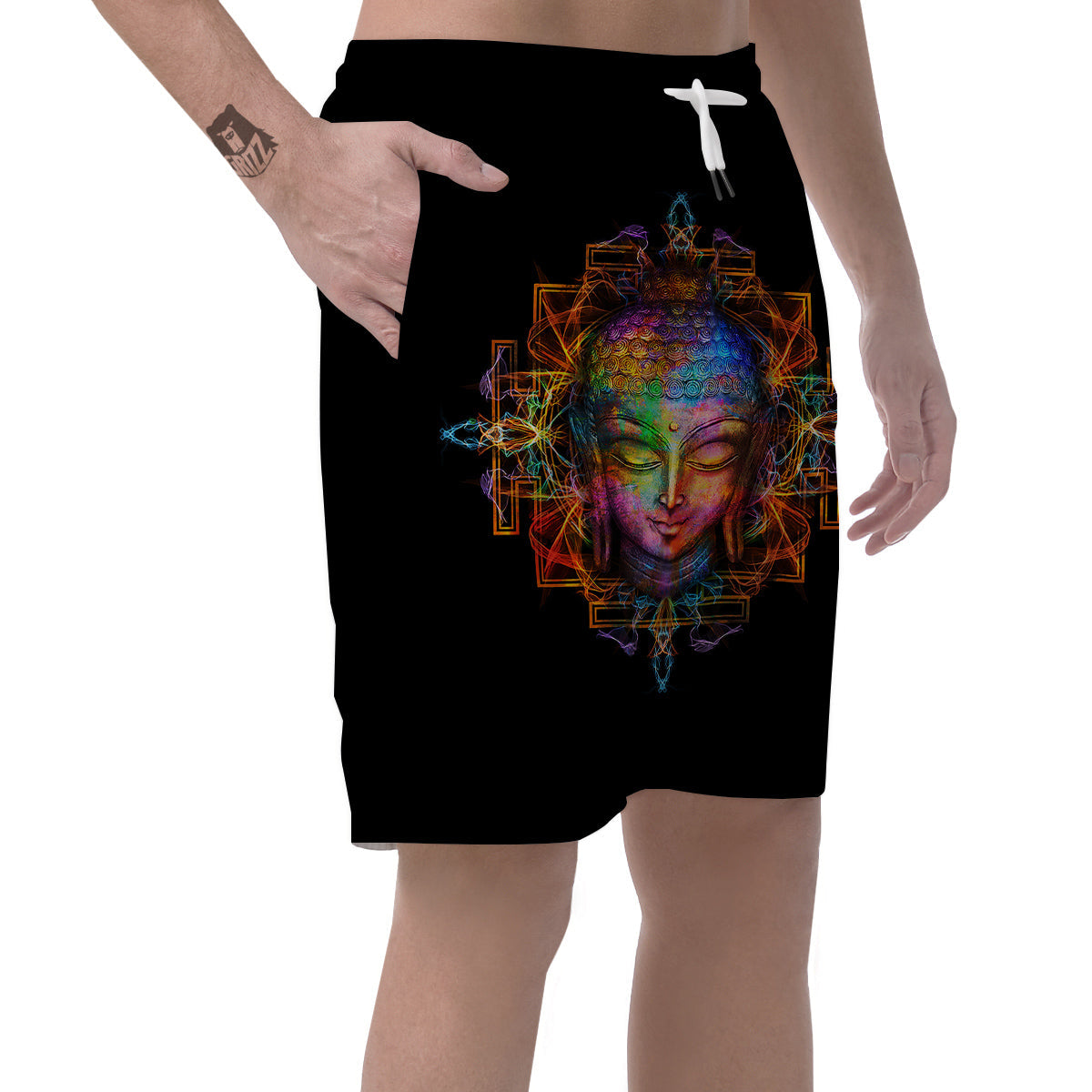 Buddha Colorful Print Men's Shorts-grizzshop