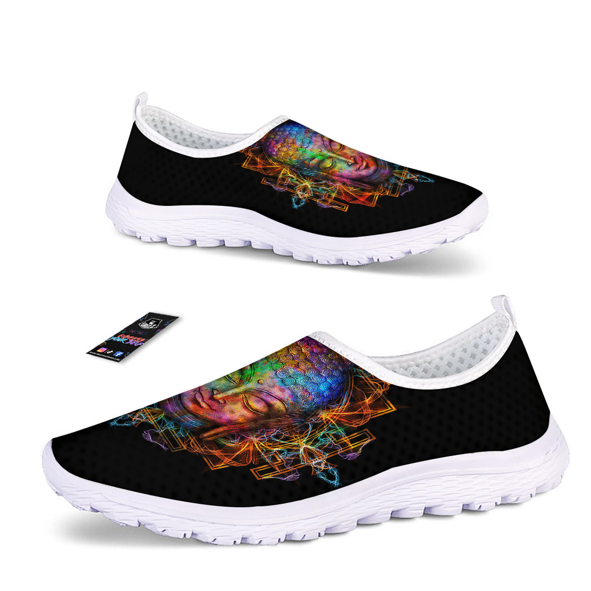 Buddha Colorful Print Nurse Shoes-grizzshop