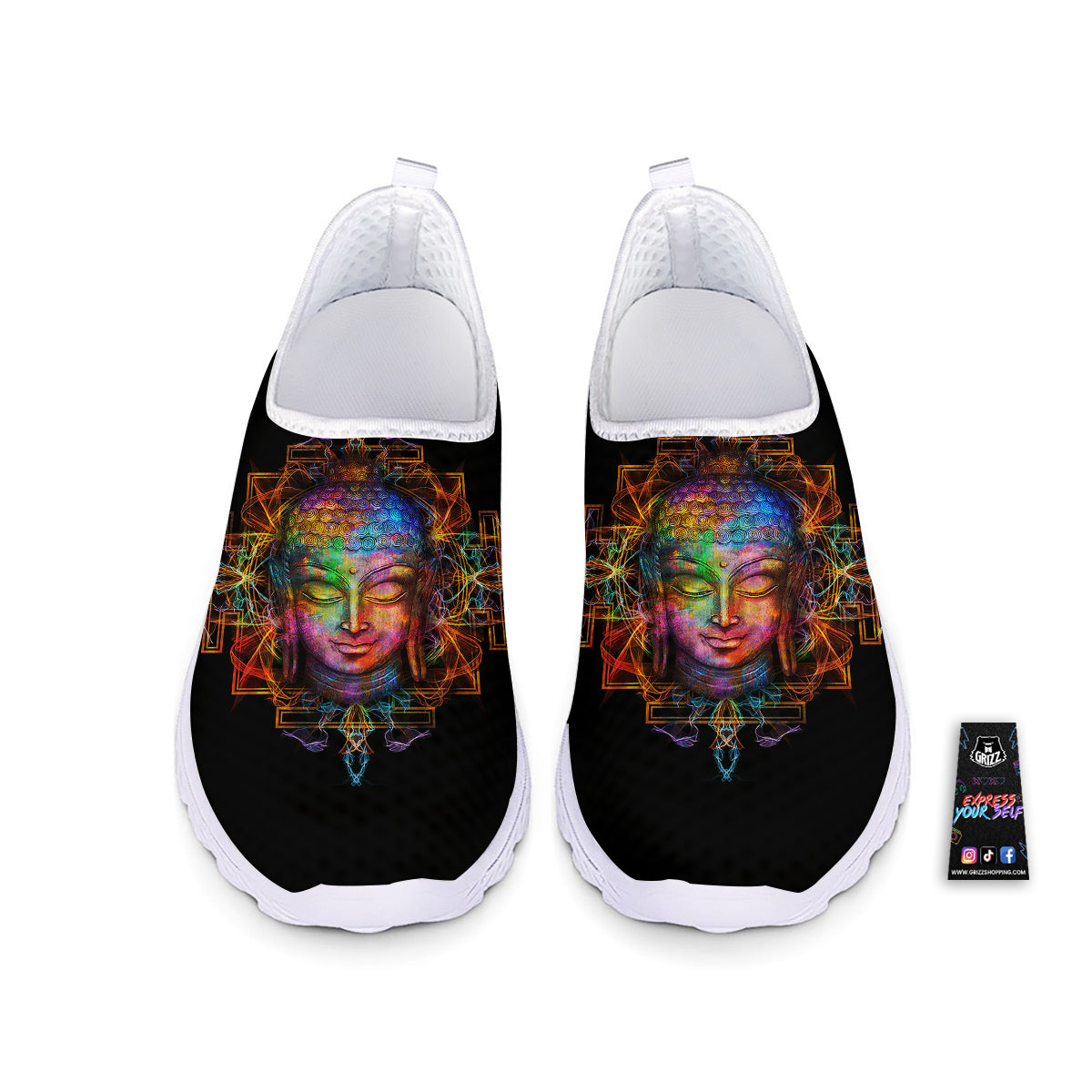 Buddha Colorful Print Nurse Shoes-grizzshop