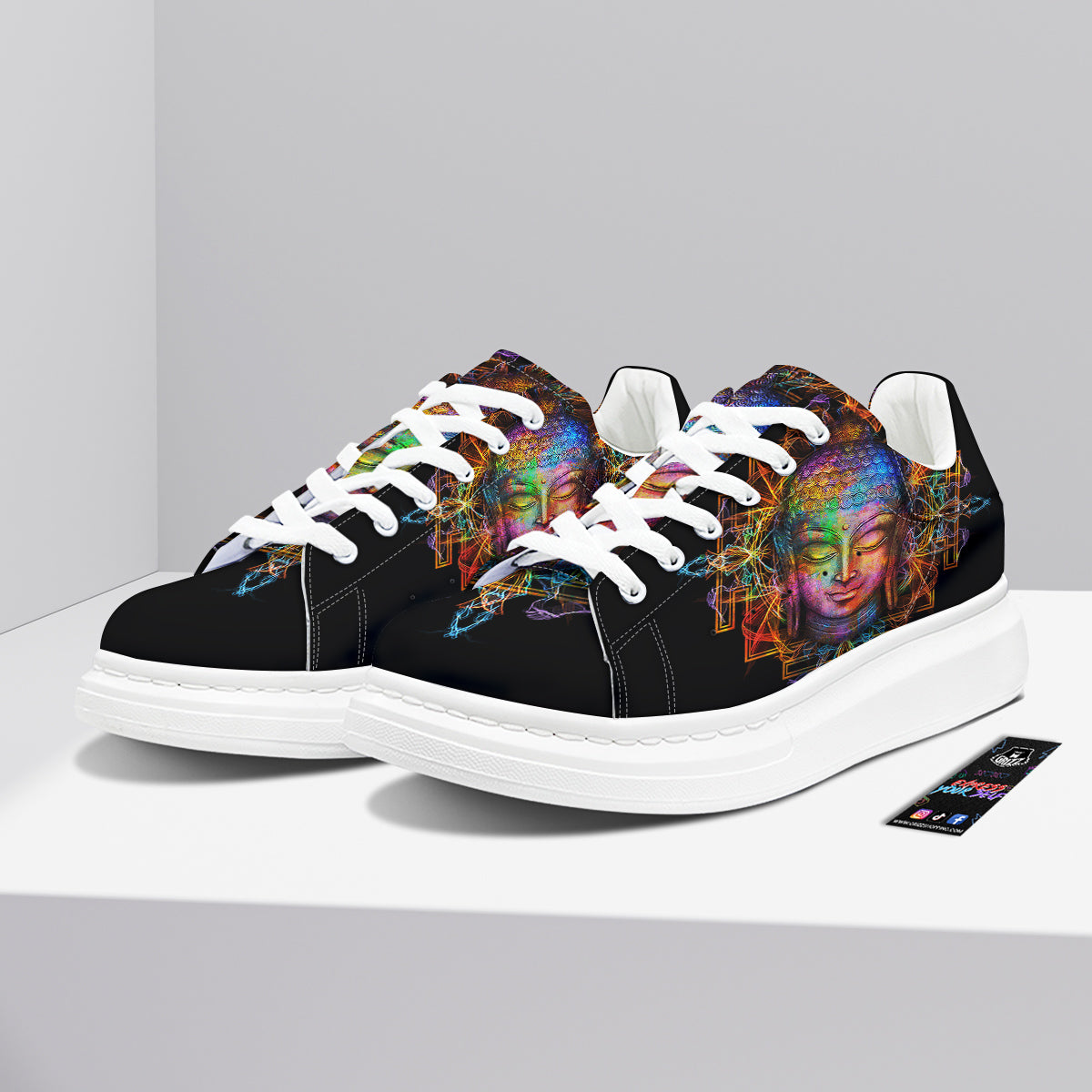 Buddha Colorful Print Platform Shoes-grizzshop