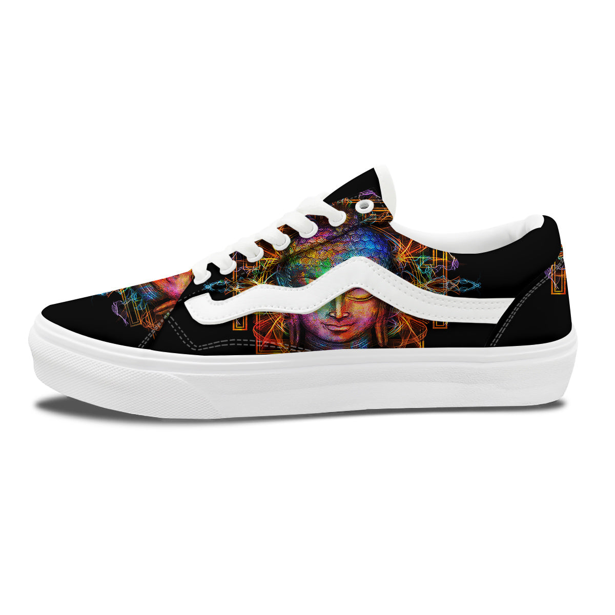 Buddha Colorful Print Skate Shoes-grizzshop