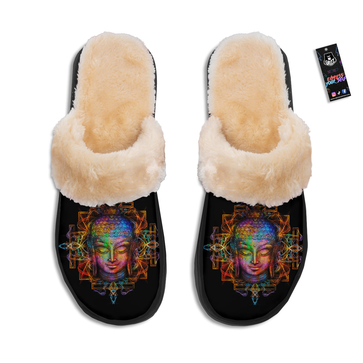 Buddha Colorful Print Slippers-grizzshop
