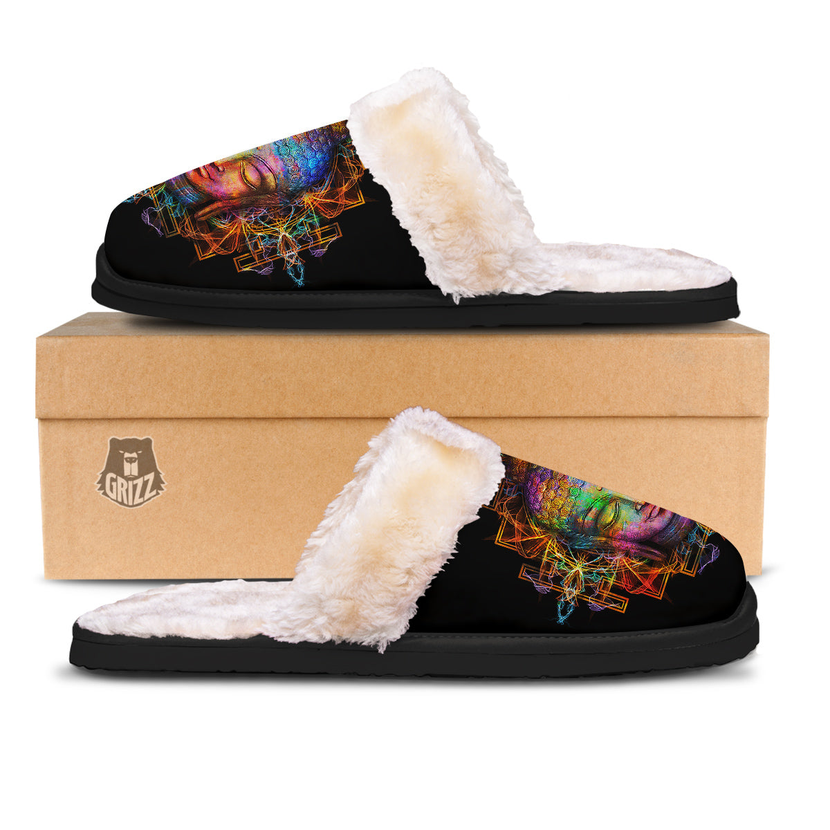 Buddha Colorful Print Slippers-grizzshop
