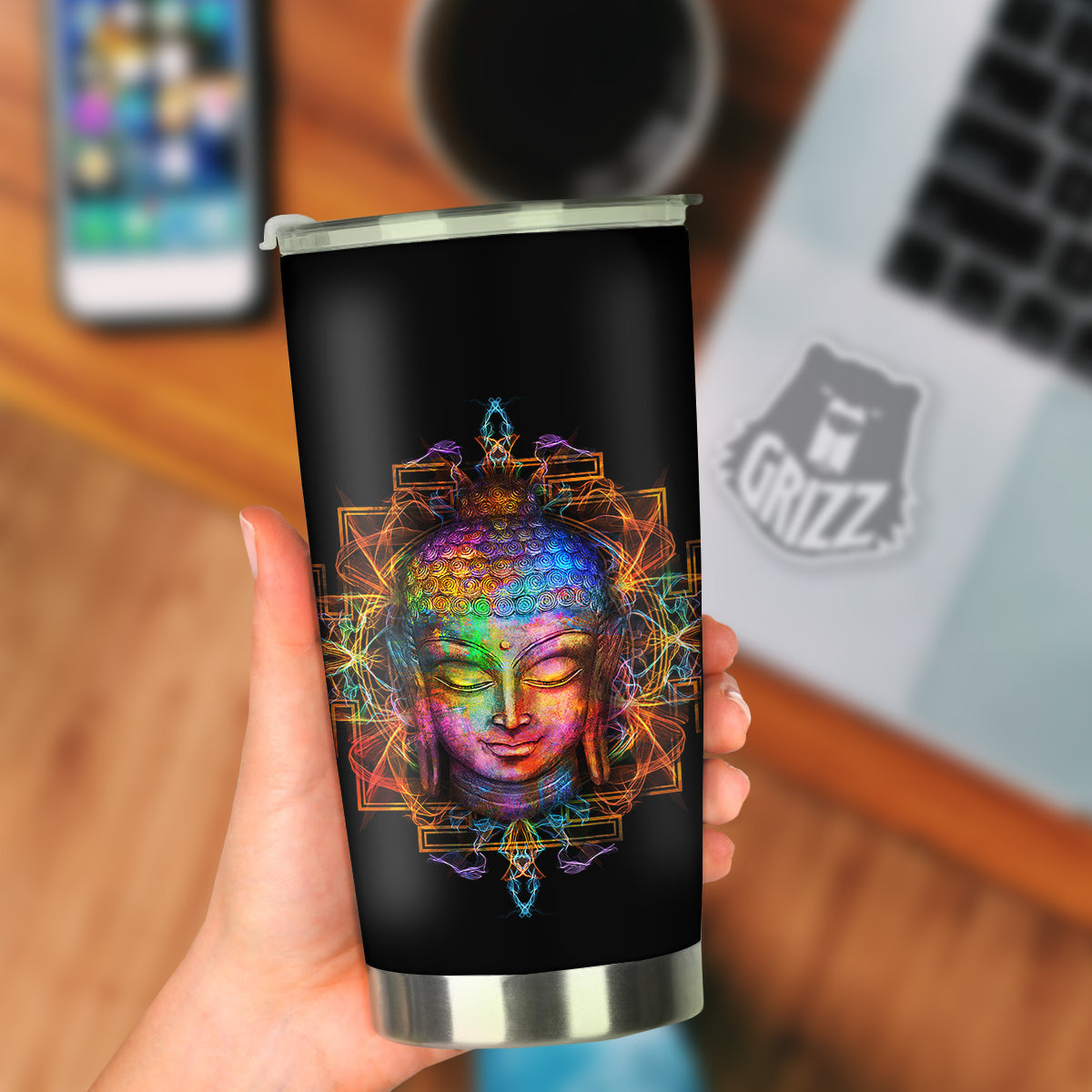 Buddha Colorful Print Tumbler-grizzshop