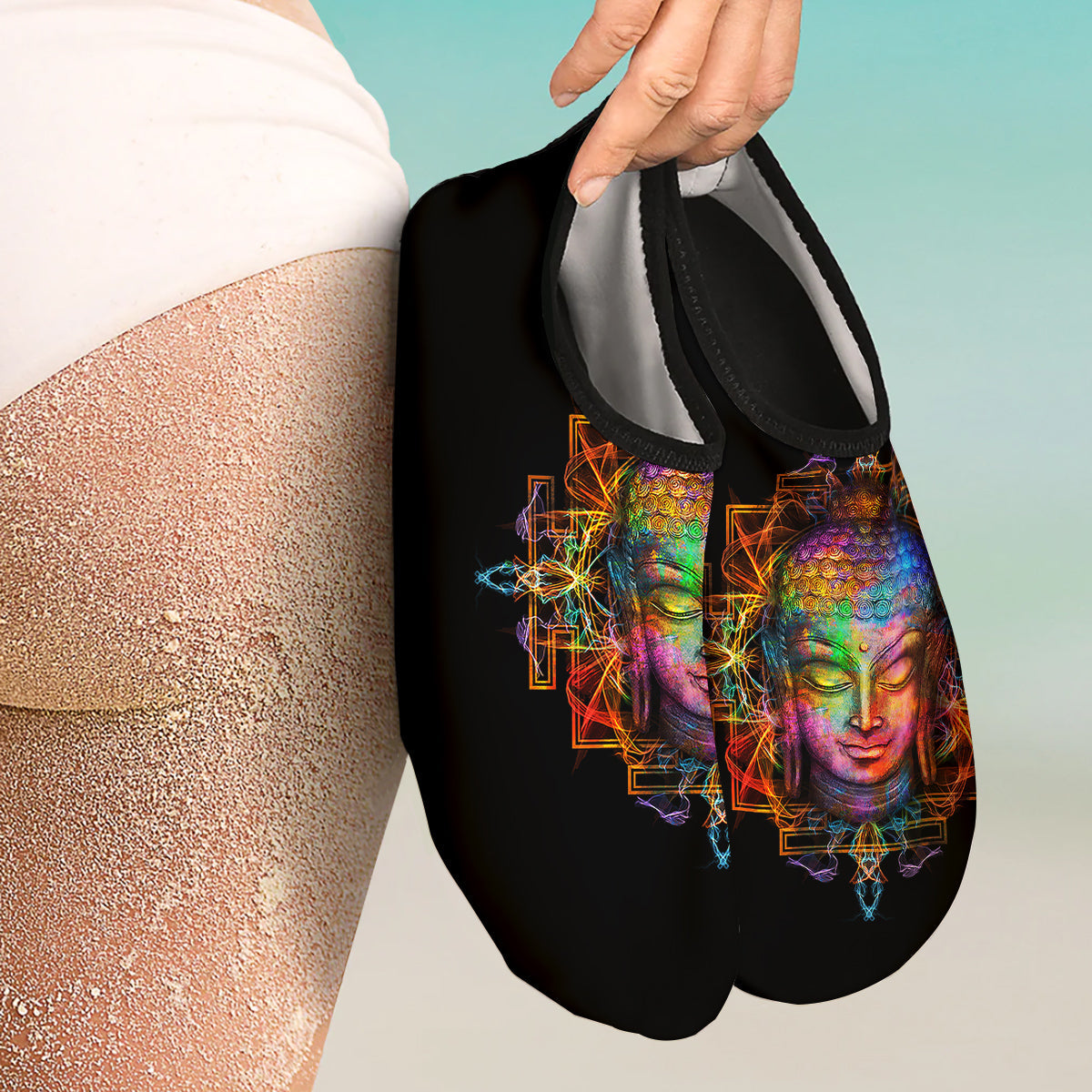 Buddha Colorful Print Water Shoes-grizzshop