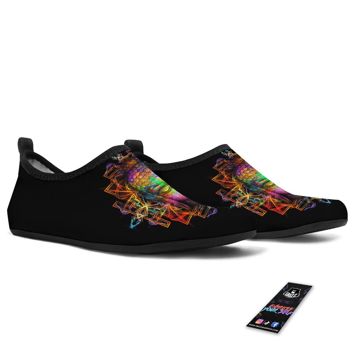 Buddha Colorful Print Water Shoes-grizzshop