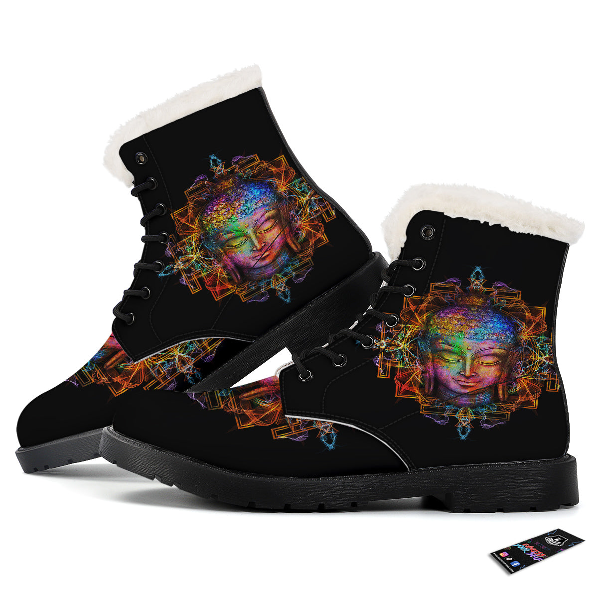 Buddha Colorful Print Winter Boots-grizzshop