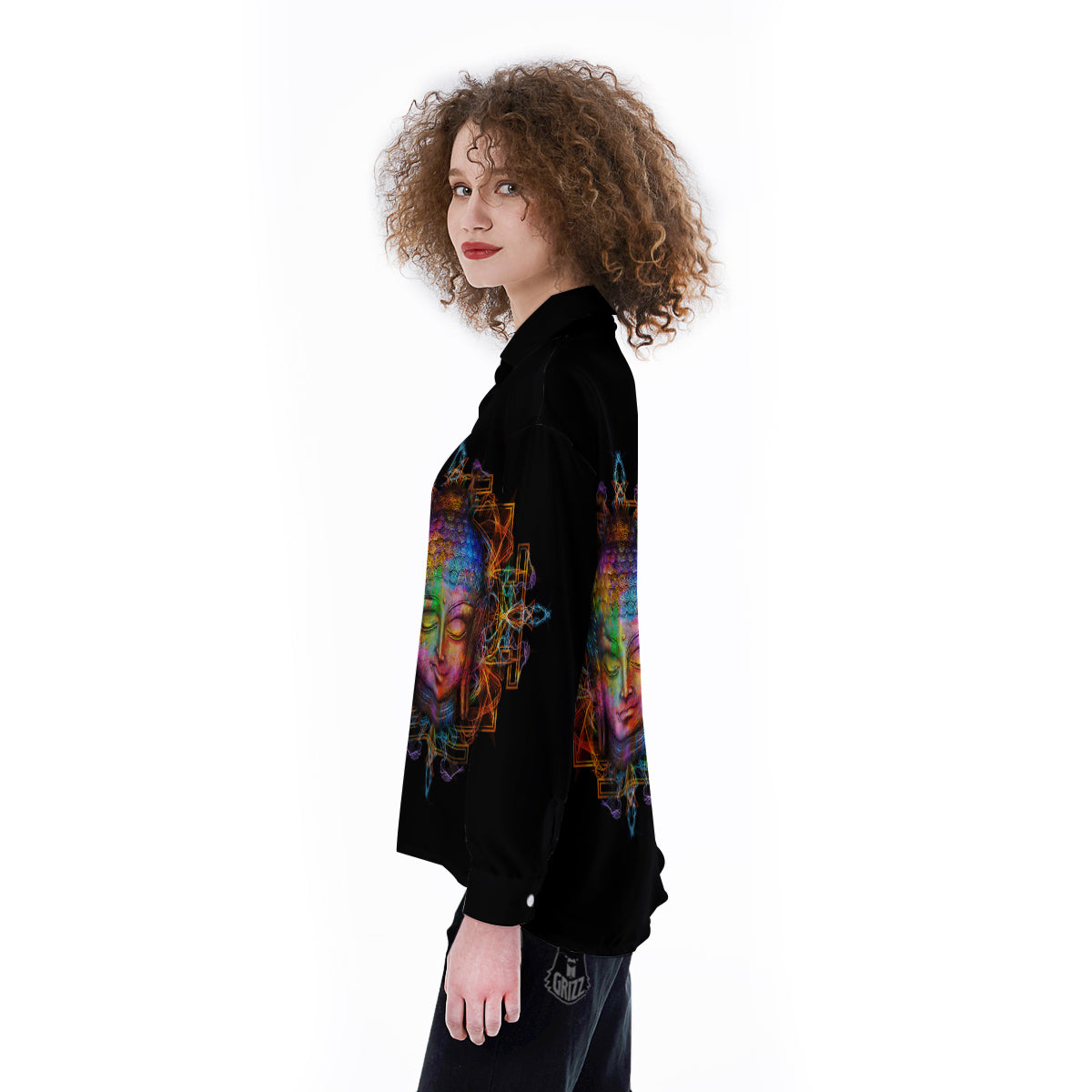 Buddha Colorful Print Women's Long Sleeve Shirts-grizzshop