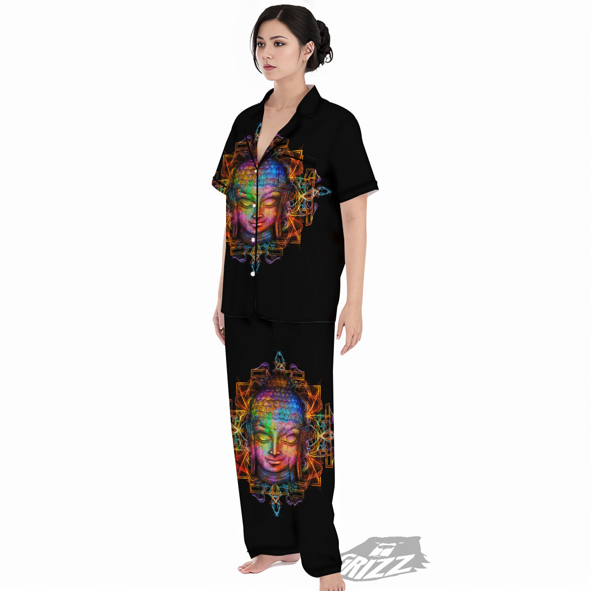 Buddha Colorful Print Women's Pajamas Set-grizzshop