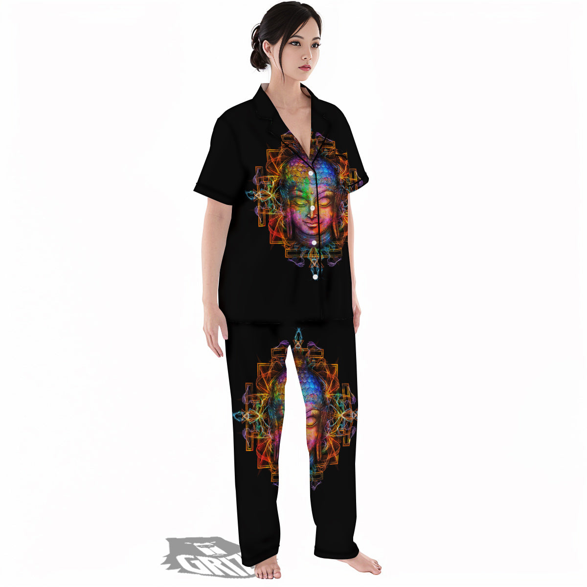 Buddha Colorful Print Women's Pajamas Set-grizzshop