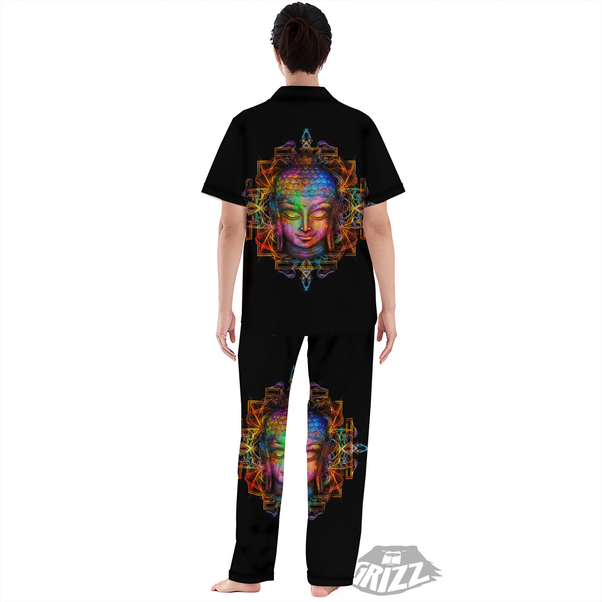 Buddha Colorful Print Women's Pajamas Set-grizzshop