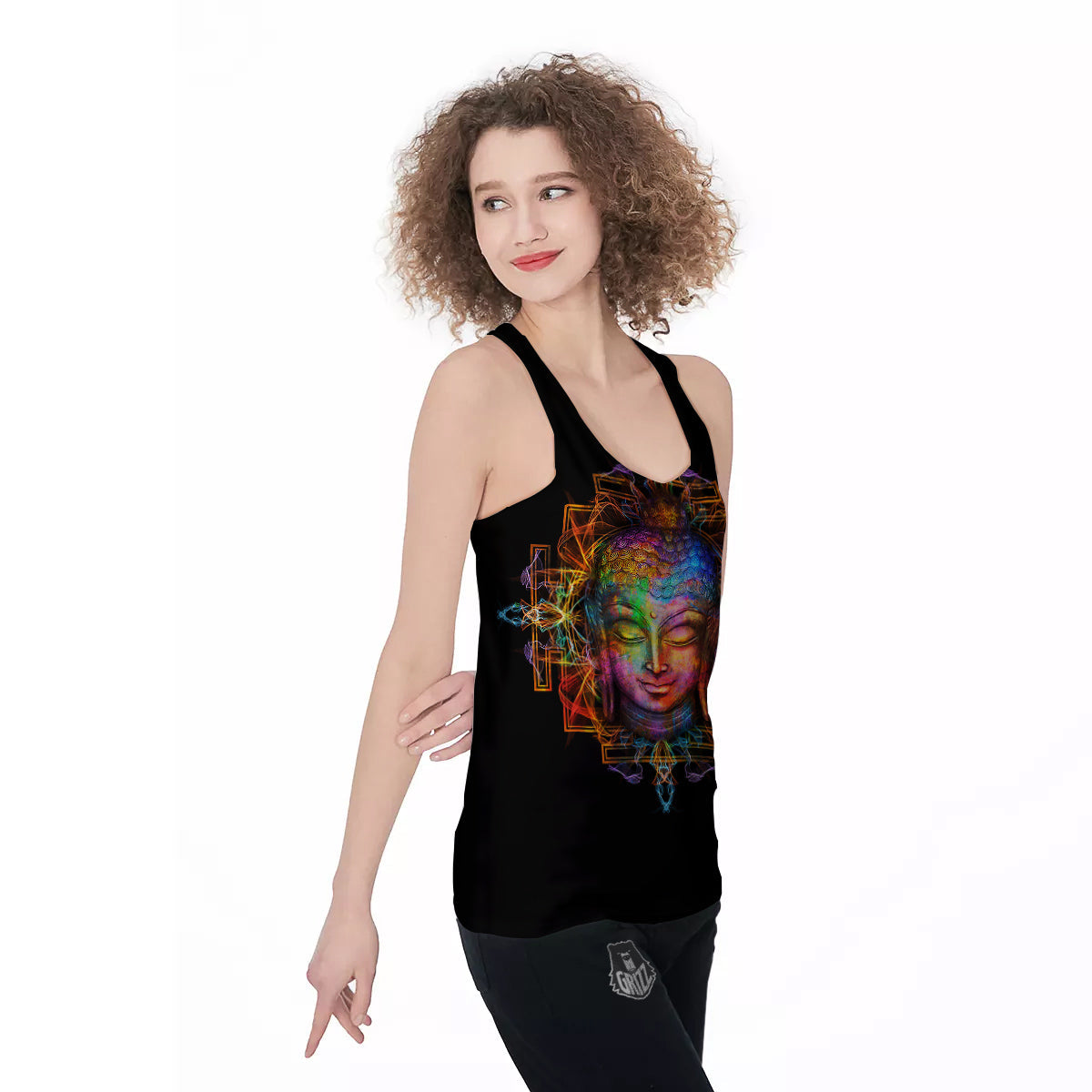 Buddha Colorful Print Women's Racerback Tank Top-grizzshop